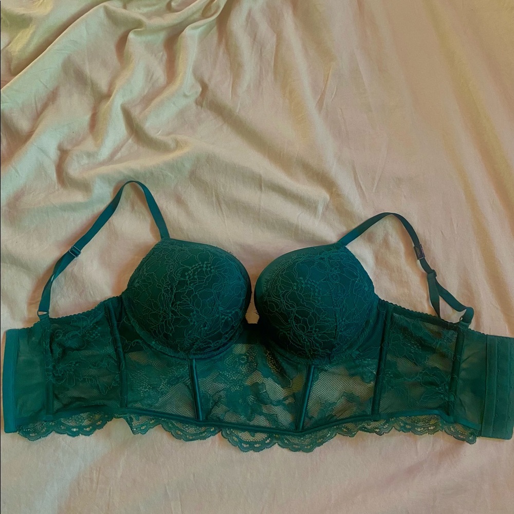 victoria’s secret dark green push-up bralette/corset